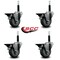 Service Caster 3.5'' Gray Poly Swivel 3/4'' Expanding Stem Caster Set with Brake, 4PK SCC-EX20S3514-PPUB-PLB-34-4 - alternate 4